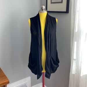 Long Black Washed-out Vest by Alternative
